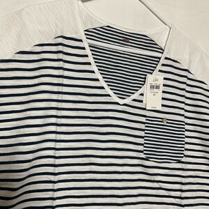 J. Jill Blue and White Striped Short Sleeve Tee. Size M